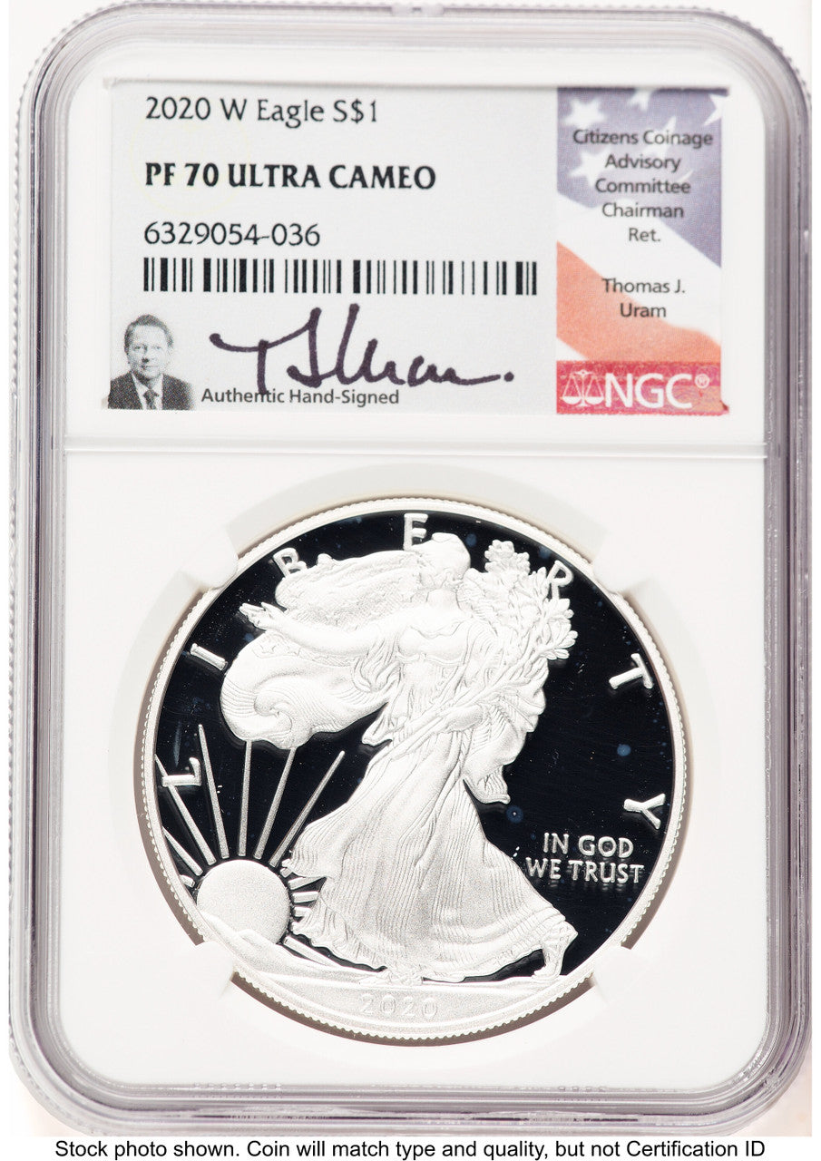 2020-W Proof Silver Eagle 1 oz Thomas Uram NGC PF70
