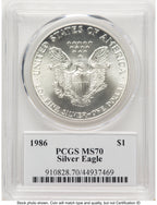 1986 Silver Eagle John Dannreuther PCGS MS70