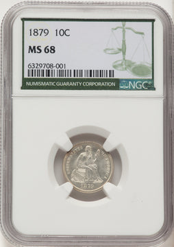 1879 10C Seated Dime NGC MS68