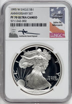 1995-W $1 Proof Silver Eagle NGC PF70 Ultra Cameo Mercanti Signed