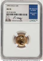1993 Gold Eagle 1/10 oz NGC MS70 Ed Moy