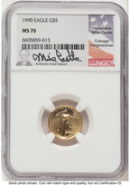 1990 Gold Eagle 1/10 oz Mike Castle NGC MS70