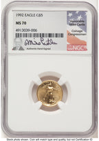 1992 Gold Eagle 1/10 oz Mike Castle NGC MS70