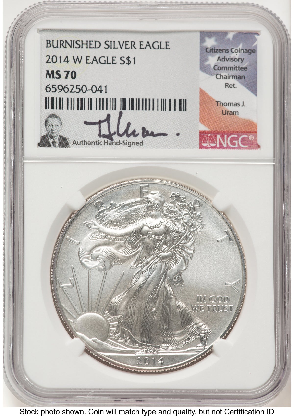 2014-W Burnished Silver Eagle 1 oz Thomas Uram NGC MS70