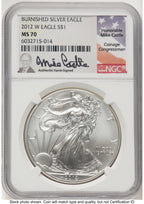 2012-W Burnished Silver Eagle 1 oz Mike Castle NGC MS70