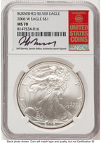 2006-W Burnished Silver Eagle 1 oz Jeff Garrett Red Book NGC MS70