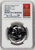 2017-W Palladium Eagle 1 oz PL FDI Kenneth Bressett Red Book NGC MS70