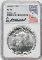 1988 Silver Eagle Ron Harrigal NGC MS70