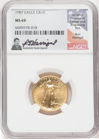 1987 Gold Eagle 1/4 oz Ron Harrigal NGC MS69