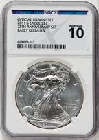 2011 25th Anniversary Silver Eagle Five-Coin Set NGCX MS10 PF10