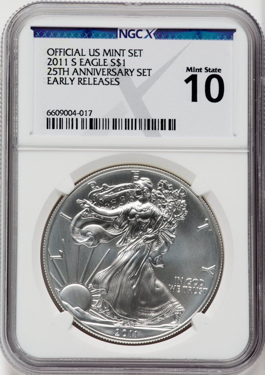 2011 25th Anniversary Silver Eagle Five-Coin Set NGCX MS10 PF10