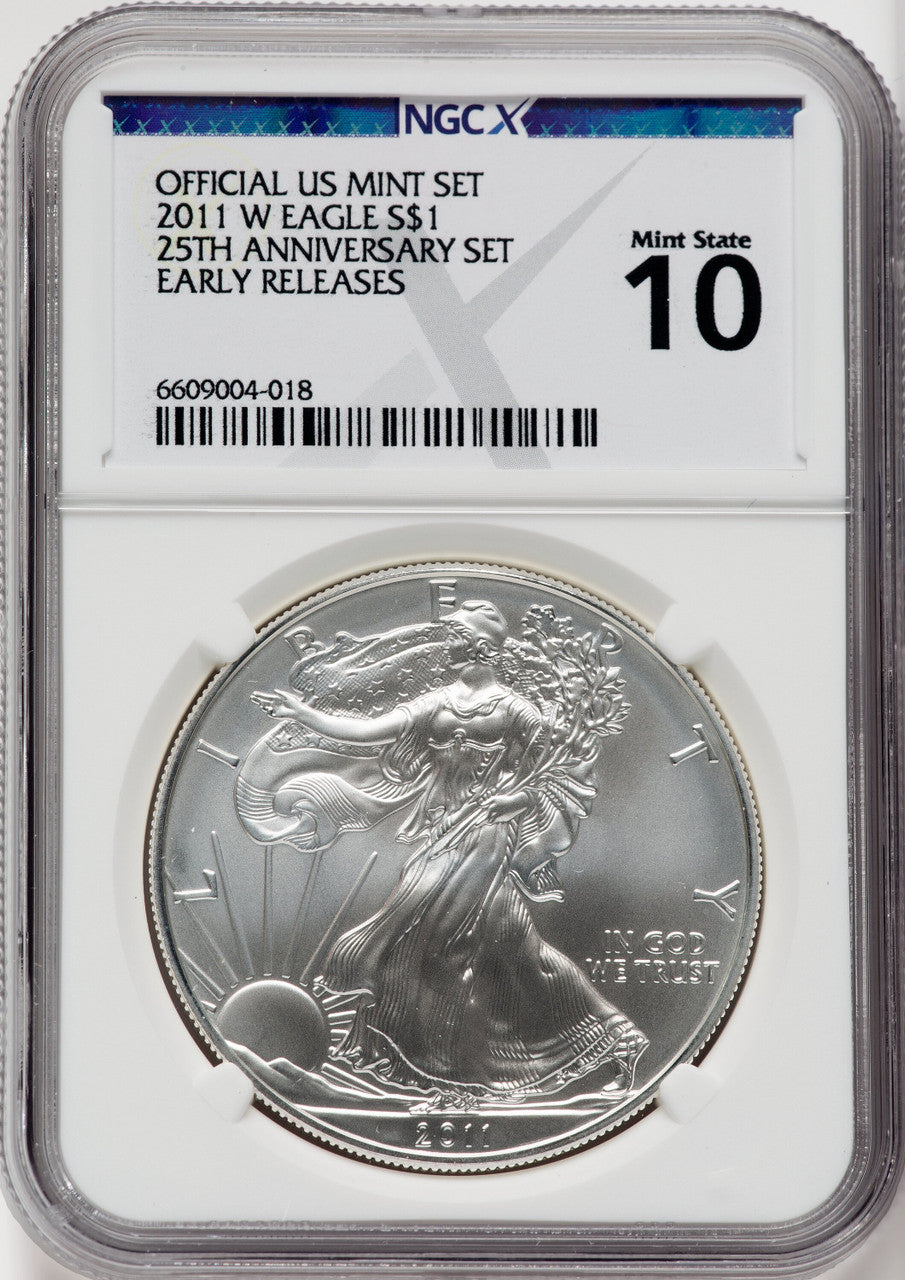 2011 25th Anniversary Silver Eagle Five-Coin Set NGCX MS10 PF10