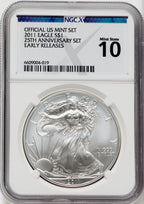2011 25th Anniversary Silver Eagle Five-Coin Set NGCX MS10 PF10