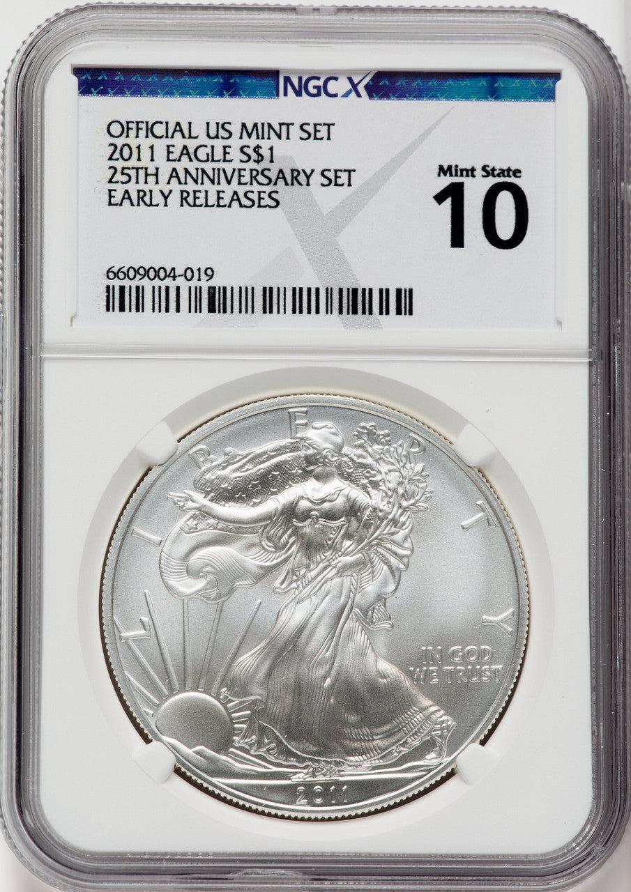 2011 25th Anniversary Silver Eagle Five-Coin Set NGCX MS10 PF10