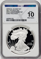 2011 25th Anniversary Silver Eagle Five-Coin Set NGCX MS10 PF10