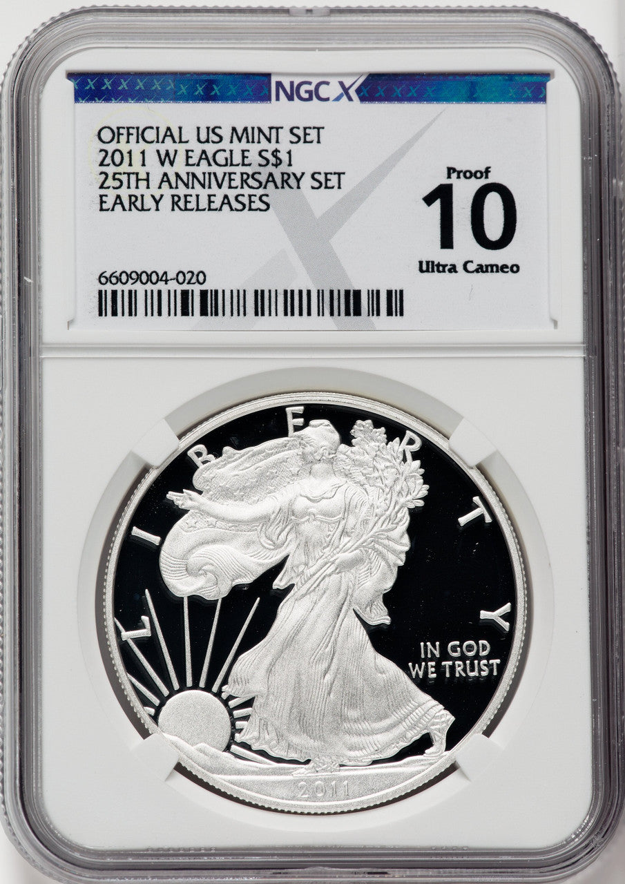 2011 25th Anniversary Silver Eagle Five-Coin Set NGCX MS10 PF10