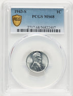 1943-S 1C Lincoln Cent PCGS MS68