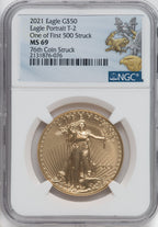 2021 One-Ounce Gold Eagle Type 2 At Dusk & Dawn 35th Anniversary 76th NGC MS69