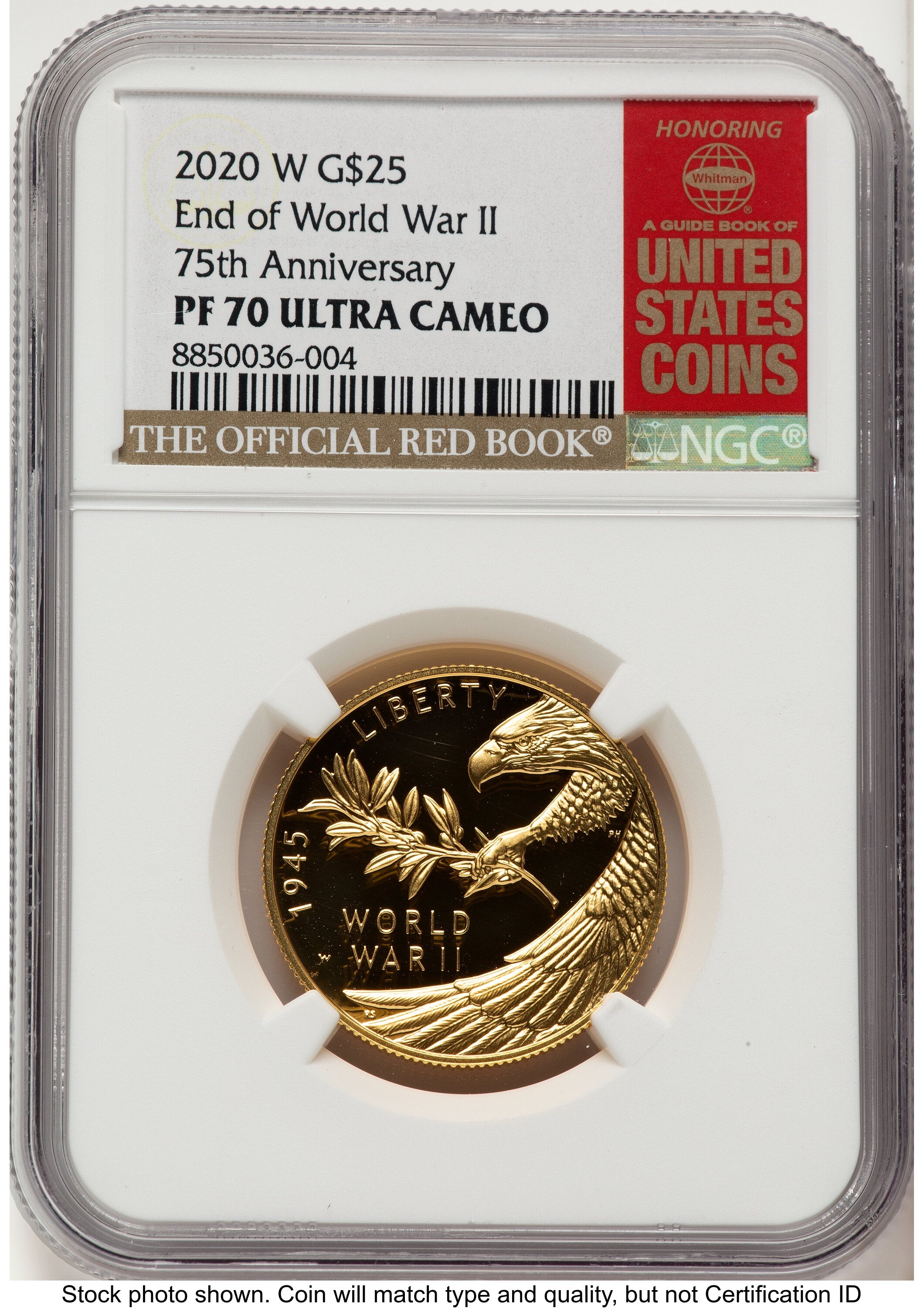 2020-W 1/2 oz Proof Gold End of World War II 75th Anniversary Red Book NGC PF70