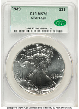 1989 Silver Eagle Non Designation CACG MS70