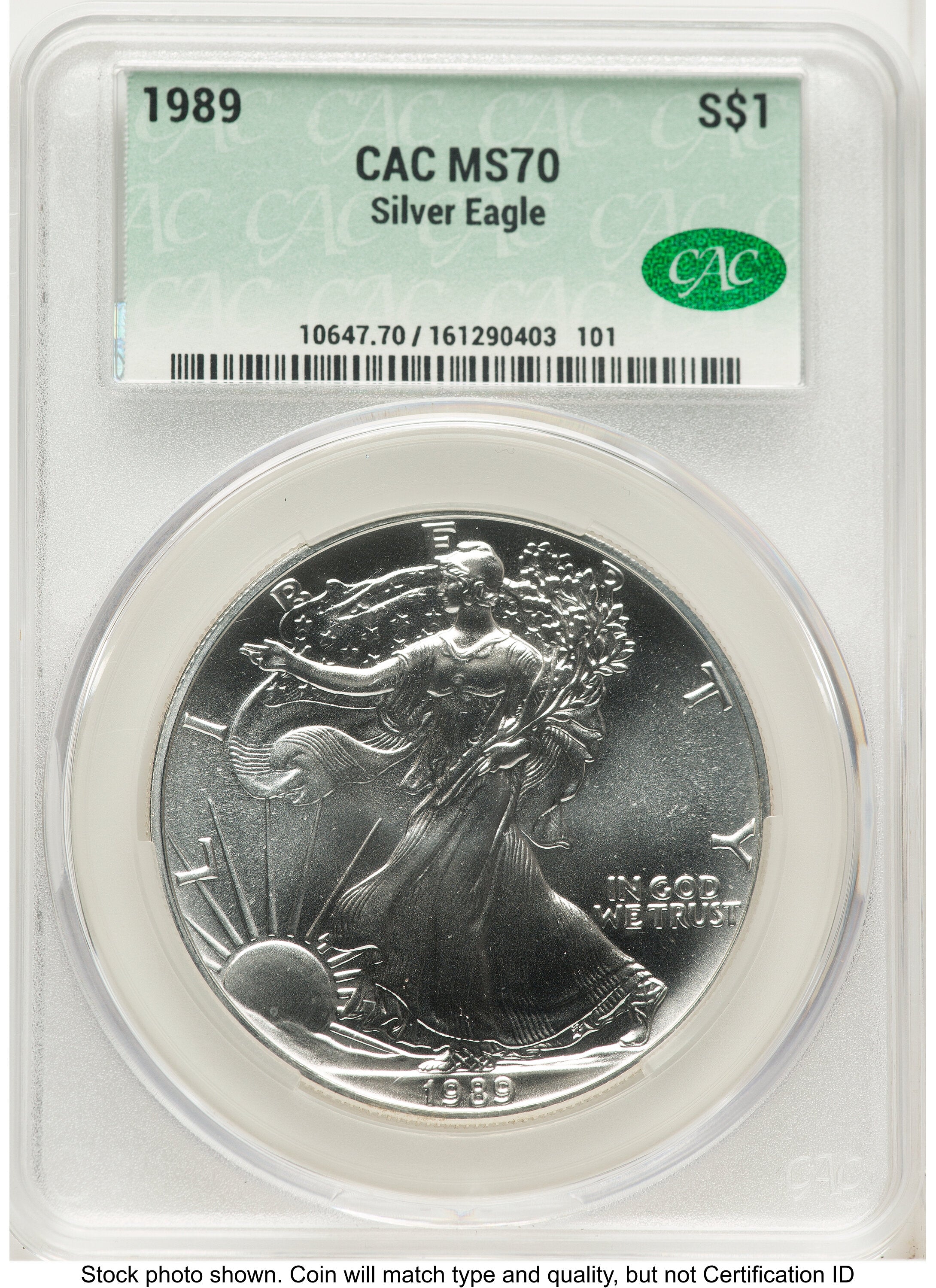 1989 Silver Eagle Non Designation CACG MS70