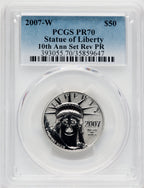 2007-W Reverse Proof Platinum Eagle 1/2 oz Blue Gradient PCGS PR70