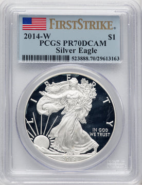2014-W Proof Silver Eagle 1 oz FS Flag PCGS PR70