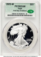 2023-W Proof Silver Eagle 1 oz First Day Of Delivery CACG PR70