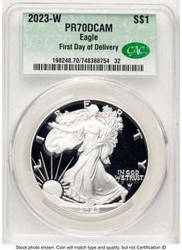 2023-W Proof Silver Eagle 1 oz First Day Of Delivery CACG PR70