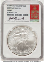 2007-W Burnished Silver Eagle 1 oz Jeff Garrett Red Book NGC MS70