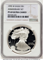 1995-W Proof Silver Eagle 1 oz Brown Label NGC PF69