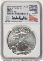 2014-W Burnished Silver Eagle 1 oz Mike Castle NGC MS70