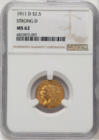 1911-D $2.50 Indian Quarter Eagle NGC MS62