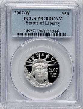 2007-W Proof Platinum Eagle 1/2 oz Blue Label PCGS PR70