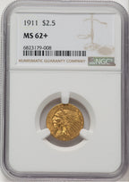 1911 $2.50 Indian Quarter Eagle NGC MS62+