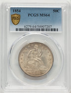 1854 50C Arrows Seated Half Dollar PCGS MS64