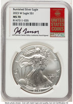 2023-W Burnished Silver Eagle 1 oz Jeff Garrett Red Book NGC MS70