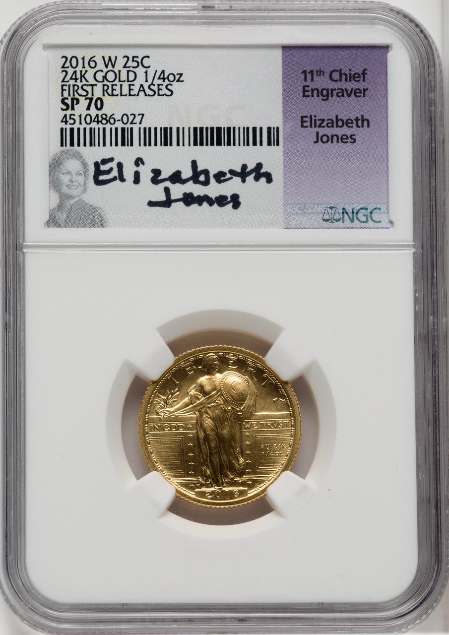2016-W 10C/25C/50C Gold Centennial Three Coin Set First Strike NGC SP70 Elizabeth Jones Signed