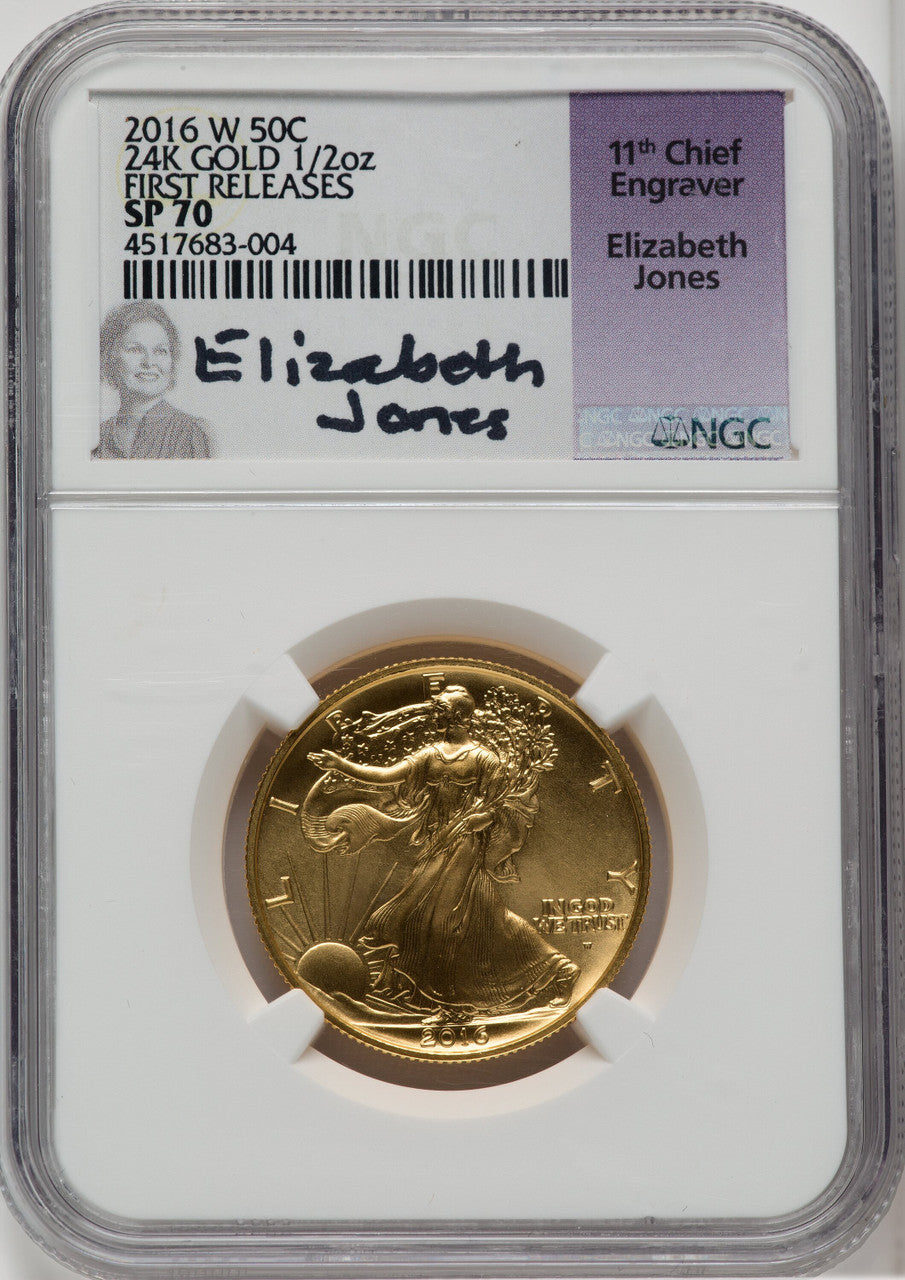 2016-W 10C/25C/50C Gold Centennial Three Coin Set First Strike NGC SP70 Elizabeth Jones Signed