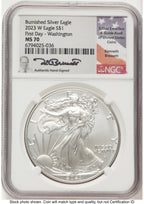 2023-W Burnished Silver Eagle 1 oz FDI Kenneth Bressett Portrait Washington NGC PF70