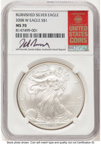 2008-W Burnished Silver Eagle 1 oz Jeff Garrett Red Book NGC MS70