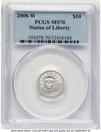 2008-W Burnished Platinum Eagle 1/10 oz Blue Label PCGS MS70