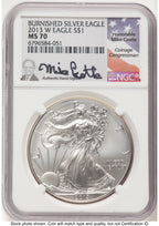 2013-W Burnished Silver Eagle 1 oz Mike Castle NGC MS70
