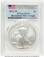 2022-W Burnished Silver Eagle 1 oz FS Flag PCGS MS70