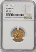 1911-D $2.50 Indian Quarter Eagle NGC MS62 (763757003)