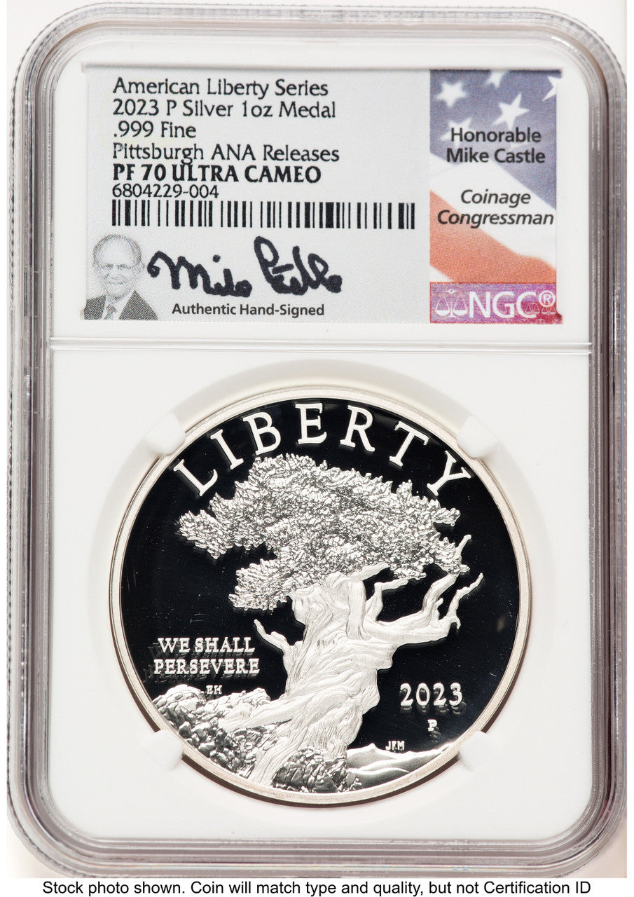 2023-P Silver American Liberty High Relief Medal NGC MS70  Mike Castle