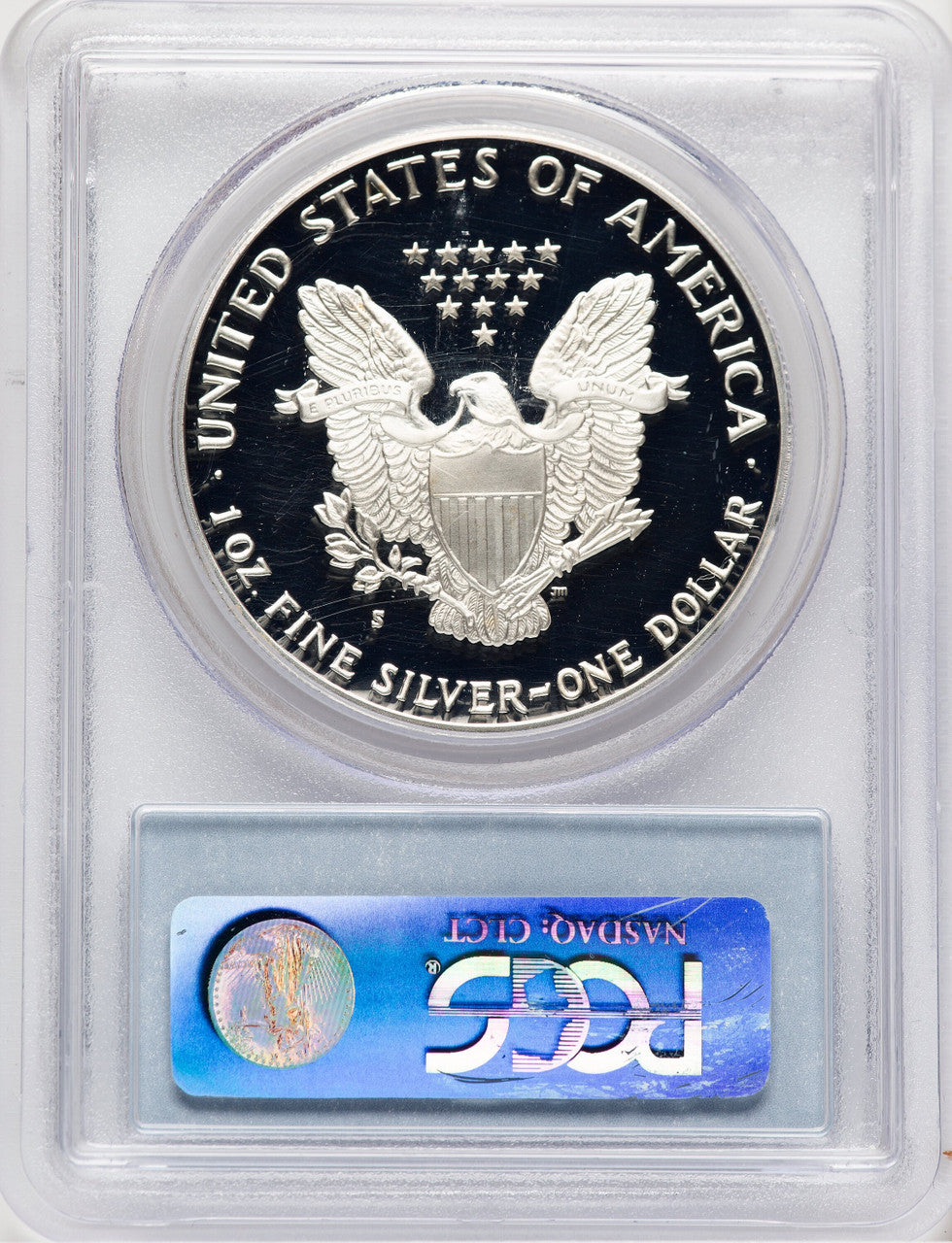 1989-S Proof Silver Eagle 1 oz Blue Label PCGS PR70