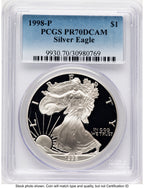1998-P Proof Silver Eagle 1 oz Blue Gradient PCGS PR70