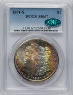 1881-S $1 CAC Morgan Dollar PCGS MS67 CAC