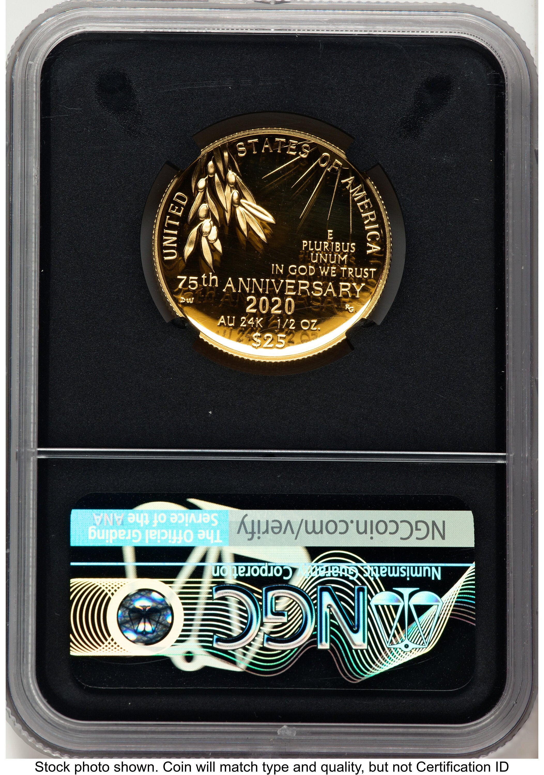 2020-W 1/2 oz Proof Gold End of World War II 75th Anniversary ER V-Day Label Modern Issues NGC MS70